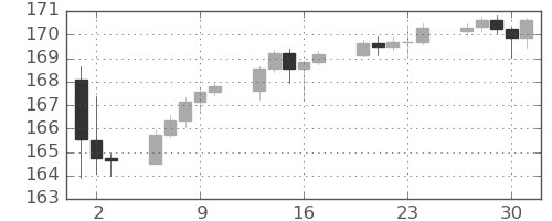 ユーロ/円の日足チャート(2024年5月)