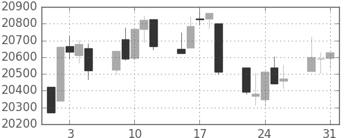 日経225の日足チャート(1994年8月)